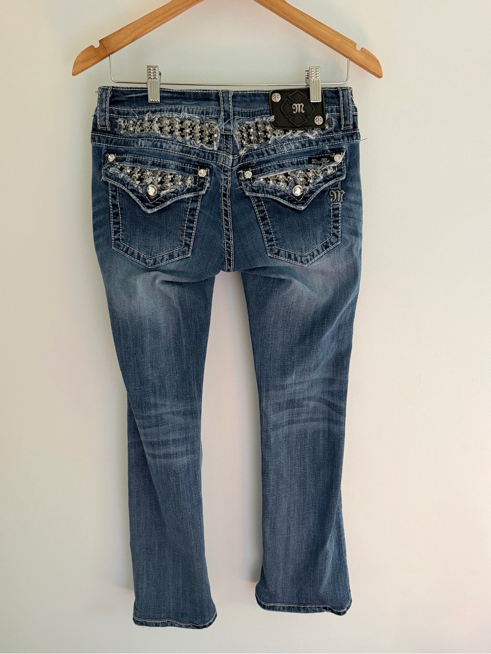 Miss Me Size 29 Low Rise Bootcut Rhinestone Jeans Y2K Cowgirl